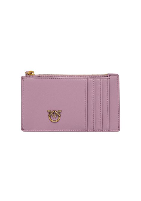 Portacarte Pinko donna Airone Log 100251 A1YB Rosa pelle zip quattro scomparti PINKO | Portacarte | 100251 A1YBN46Q